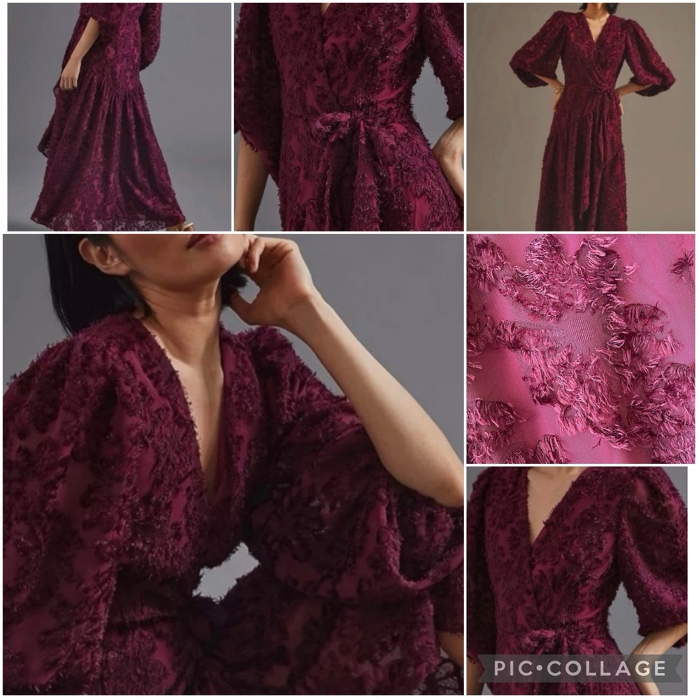 Anthropologie Hutch Wine Rosa Floral Wrap Dress Size XL